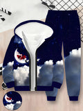 Children's 3D Digital Printing Children's Zipper Hooded Sweater Set