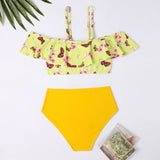 Family Matching Parent-child High Waist Sleeves Split Swimsuit