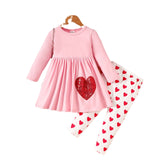 Autumn New Baby and Child Clothing, Valentine's Day Solid Color Love Embroidery Set