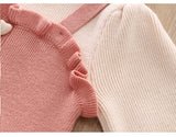 1-6T Kid Baby Girls Knit Long Sleeve Suits 2 Pcs Set