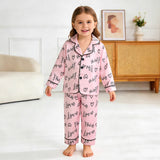 6M-4T Baby Girl Summer Satin Printed Long-sleeved Loungewear Pajamas