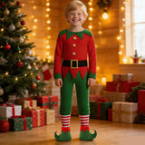 3-10Y Kid Boy Elf Holiday Party Christmas Performance Cosplay 3 Pcs Set