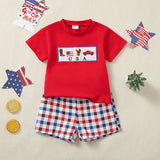 Independence Day Baby Girl Short Sleeve Striped Shorts 2 Pcs Set