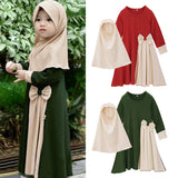 Kid Baby Girls Spring Autumn Long-sleeved Casual Dress With Headscarf