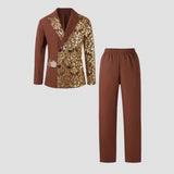 7-12Y Kid Boy Bronzing Printing Performance Formal Suit 2 Pcs Set