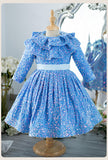 Kid Girl Blue Sequined Princess Birthday Catwalk Dresses