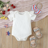 Baby Girls Independence Day USA Rainbow Patch Flying Sleeve 2 Pcs Set