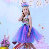 Kid Girls Colorful Mesh Fluffy Mermaid Performance Dresses