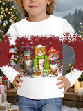 2-12T Kid Girl Cute Casual Fashion Christmas Print Long Sleeve T-shirt