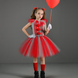 Halloween Children's Striped Clown Costume Cosplay Girl Tutu Horror