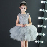 Kid Girls Evening Princess Trailing Wedding Tutu Host Dresses