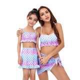 Swimsuit Parent-child Mermaid Scale Print Three-piece Bikini