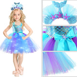 1-10T Kid Baby Girls Halloween Glowing Mermaid Princess Dresses