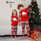 Family Matching Bear Snowflake Letters Stripes Christmas Parent-child Pajamas