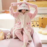 Kid Girl Coral Fleece Pajamas Autumn Winter Thick Flannel Bathrobe