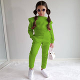 Kid Baby Girl Autumn Leisure Sports  Long-sleeved Solid 2 Pcs Set