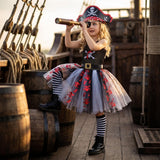 1-6T Halloween Kids Baby Girl  Pirate Mesh Cosplay Dresses