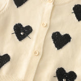 1-6T Kid Baby Girls Foreign Sequins Love Knitted Suit 2 Pcs Set