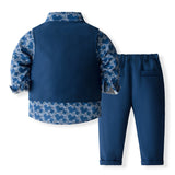 18M-6Y Kid Baby Boy Navy Blue Gentleman Suit 4 Pcs Set