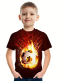Kid Boy Flame Football 3D Printed Casual Short Sleeve T-Shirt