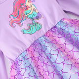 Kid Girl Long Sleeve Crew Neck Mermaid Mesh Dresses