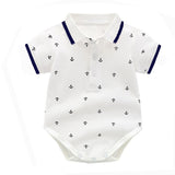Summer Infant Baby Boy Short-sleeved Jersey Overalls 3 pcs Set