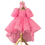 Kid Girl Pink Rose Flower European American Princess Dresses