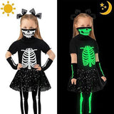 AOTHSO Halloween Girls Luminous Skeleton Children's Costume Ballet Skirt Dress
