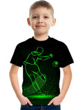 Kid Boy Flame Football 3D Printed Casual Short Sleeve T-Shirt
