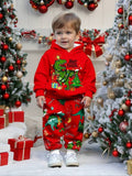 Autumn New Comfortable Casual Boys' Animal-patterned Hooded Sweatshirt and Long Pants
