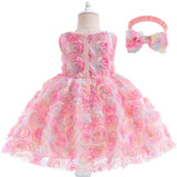 1-6T Kid Girl Summer Sleeveless Flower V-neck Dresses
