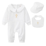 Baby Boy Cute Onesie White Formal Christ Baptism Set