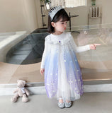 Kid Girl Winter Princess Elsa Long-sleeved Gradient Dresses