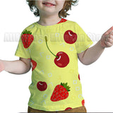 Kid Baby Boy Girl Fun Fruit 3D Digital Printing Casual Short Sleeve T-Shirt