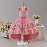 Kid Girls Dress Long Trailing Party Wedding Flower Dress