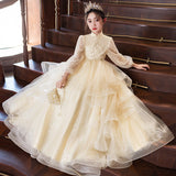 2-12T Kid Girls Light Luxury Niche High-end Host Birthday Piano Dresses