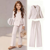 5-14Y Kid Girls Suit Fashion Suit Casual School Suits 2 Pcs Set