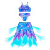 2-10T Kid Girl Mermaid Swimsuit Princess Beach Bikini 3 Pcs/set