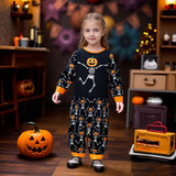 1-8Y Kid Baby Girl Halloween Suit Cartoon Pumpkin Skull Funny 2 Pcs Set