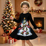 3-12Y Kid Girl Christmas Long Sleeve 3D Printed Dresses