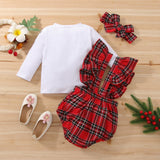 Baby Girl Spring Autumn Pure Cotton Round Neck Suspender 3 Pcs Sets