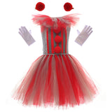 Halloween Children's Striped Clown Costume Cosplay Girl Tutu Horror