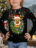 2-12T Kid Girl Cute Casual Fashion Christmas Print Long Sleeve T-shirt