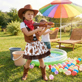 Girls Western Denim Skirt Set, Halloween Party Costumes, Tassel Vest Vest