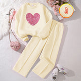 5-14Y Kid Girl Spring Autumn Love Long-sleeved Casual Suit 2 Pcs Set