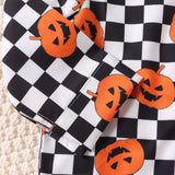 Halloween Kid Baby Boys Long Sleeve Pumpkin Plaid Gentleman 2 Pcs Sets