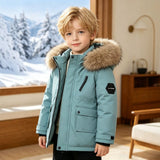Boys' Cotton Clothes Children's Large Fur Collar Parker Children's Thickened Down Cotton Fur Collar Jacket