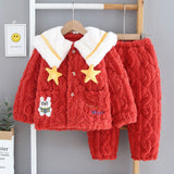 Kid Baby Girl Flannel Winter Coral Velvet Thickened Pajamas