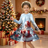 3-12Y Girls Long Sleeve 3D Printed New Year Dress