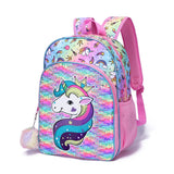 3pcs Set Backpack Elementary Middle School Students Unicorn Schoolbags